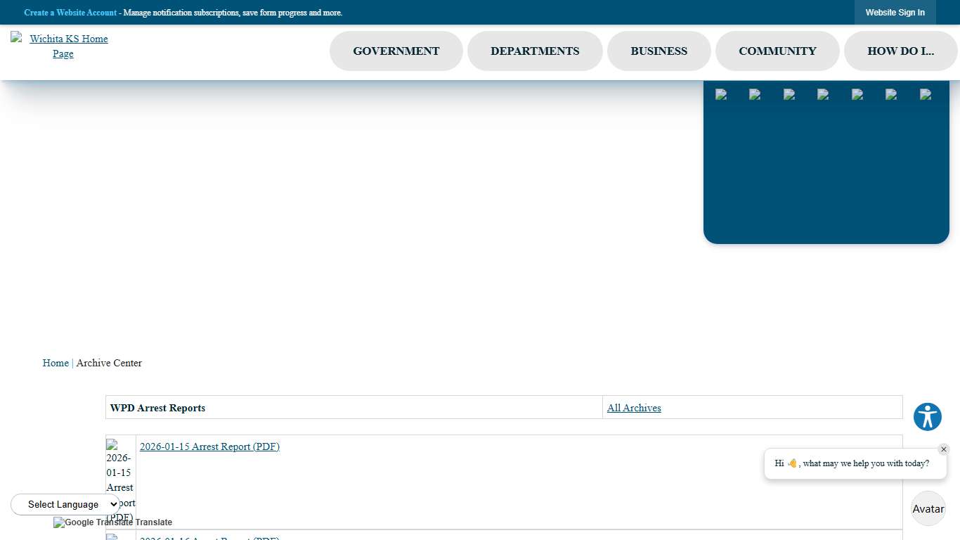 Archive Center • WPD Arrest Reports